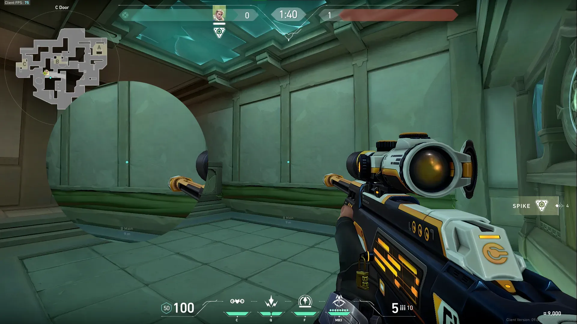 Sova Shock Bolt on Lotus Attack Site B — step 2 of 4: Aim — line up the shot