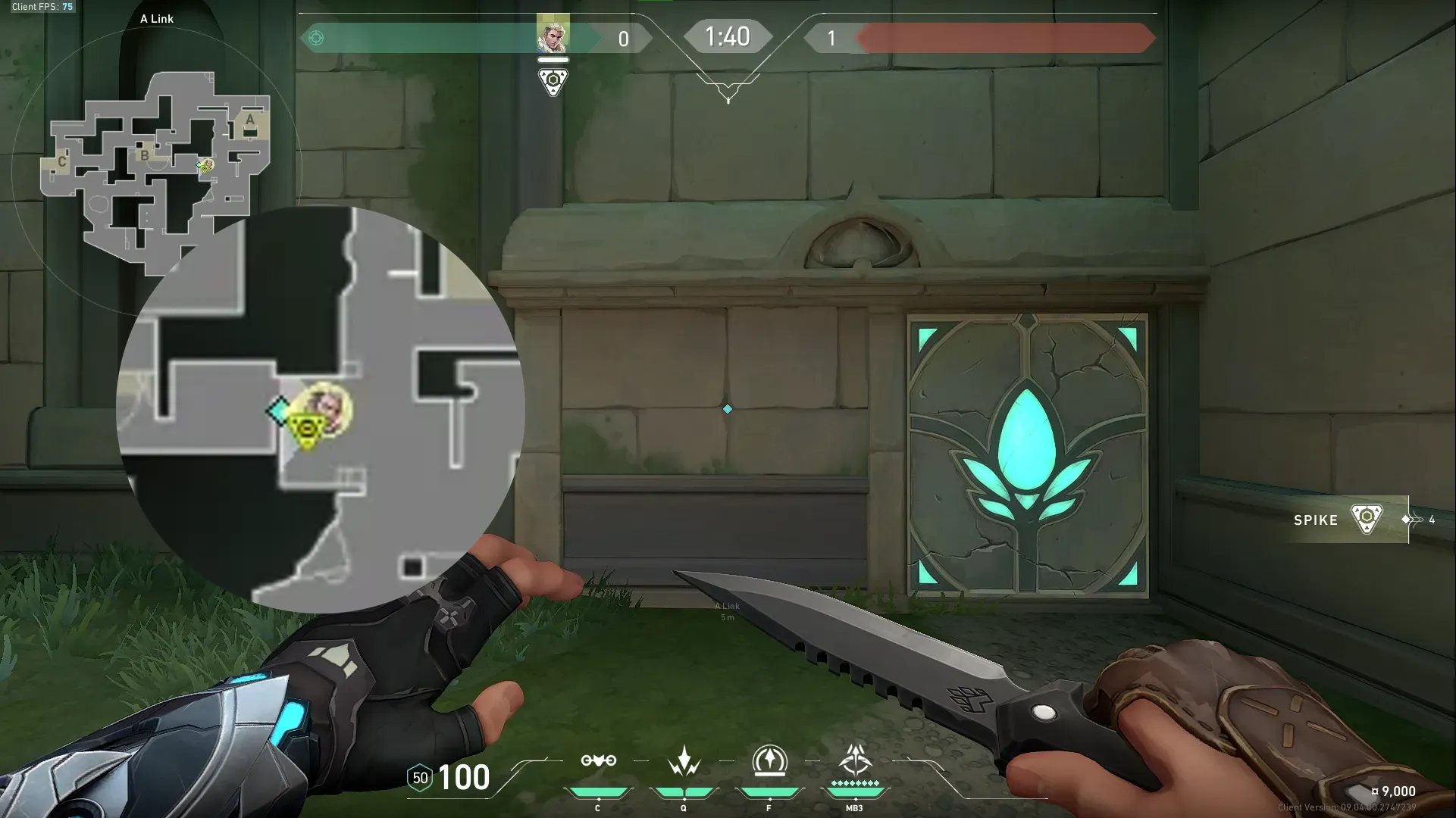 Sova Shock Bolt on Lotus Attack Site A — step 1 of 4: Position — where to stand