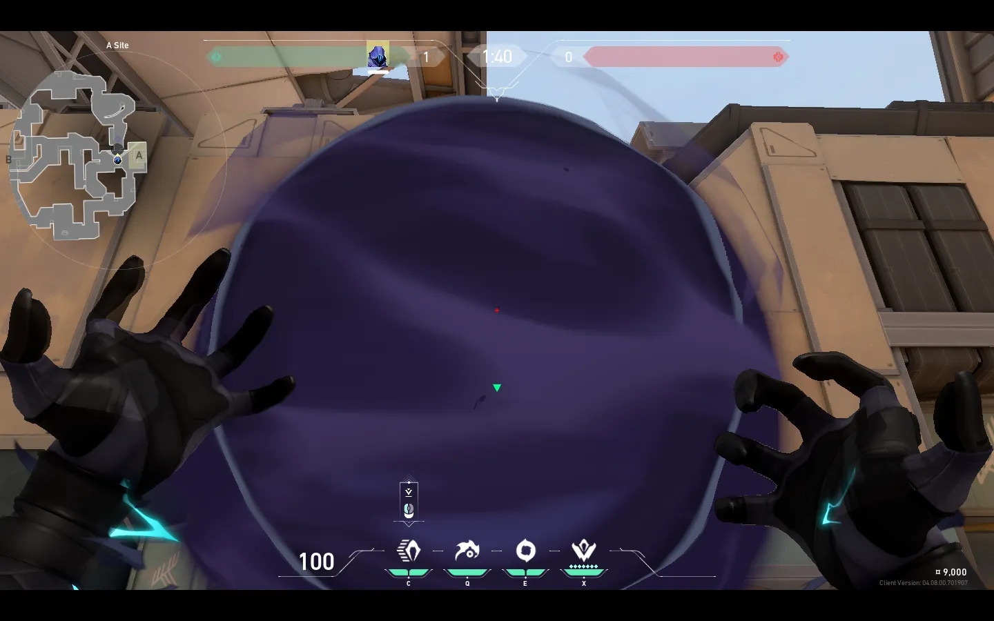 Omen Shrouded Step on Fracture Defense Site A — step 2 of 4: Aim — line up the shot
