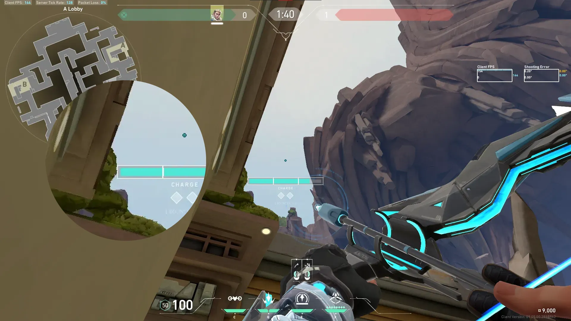 Sova Recon Bolt on Abyss Attack Site A — step 2 of 3: Aim — line up the shot