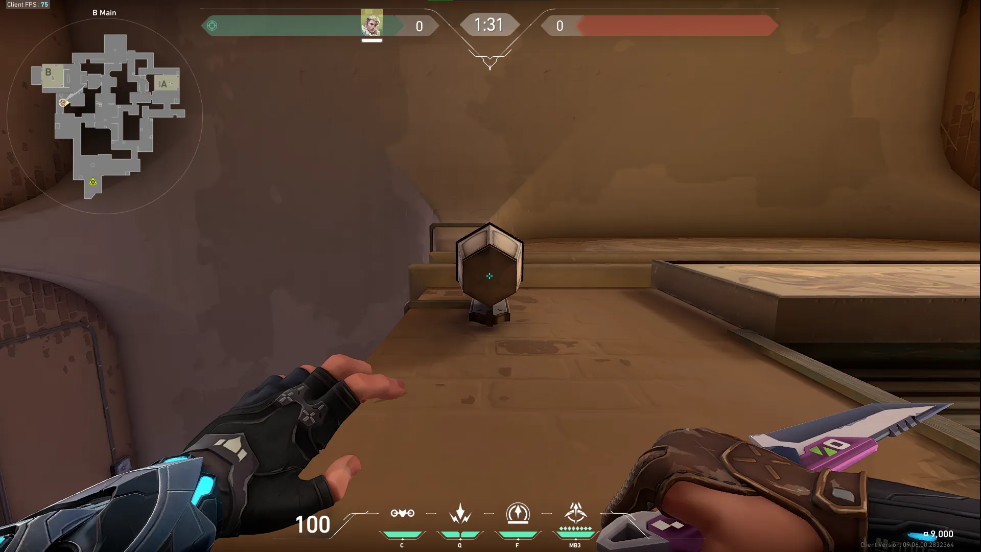 Sova Shock Bolt on Ascent Attack Site B — step 2 of 4: Aim — line up the shot