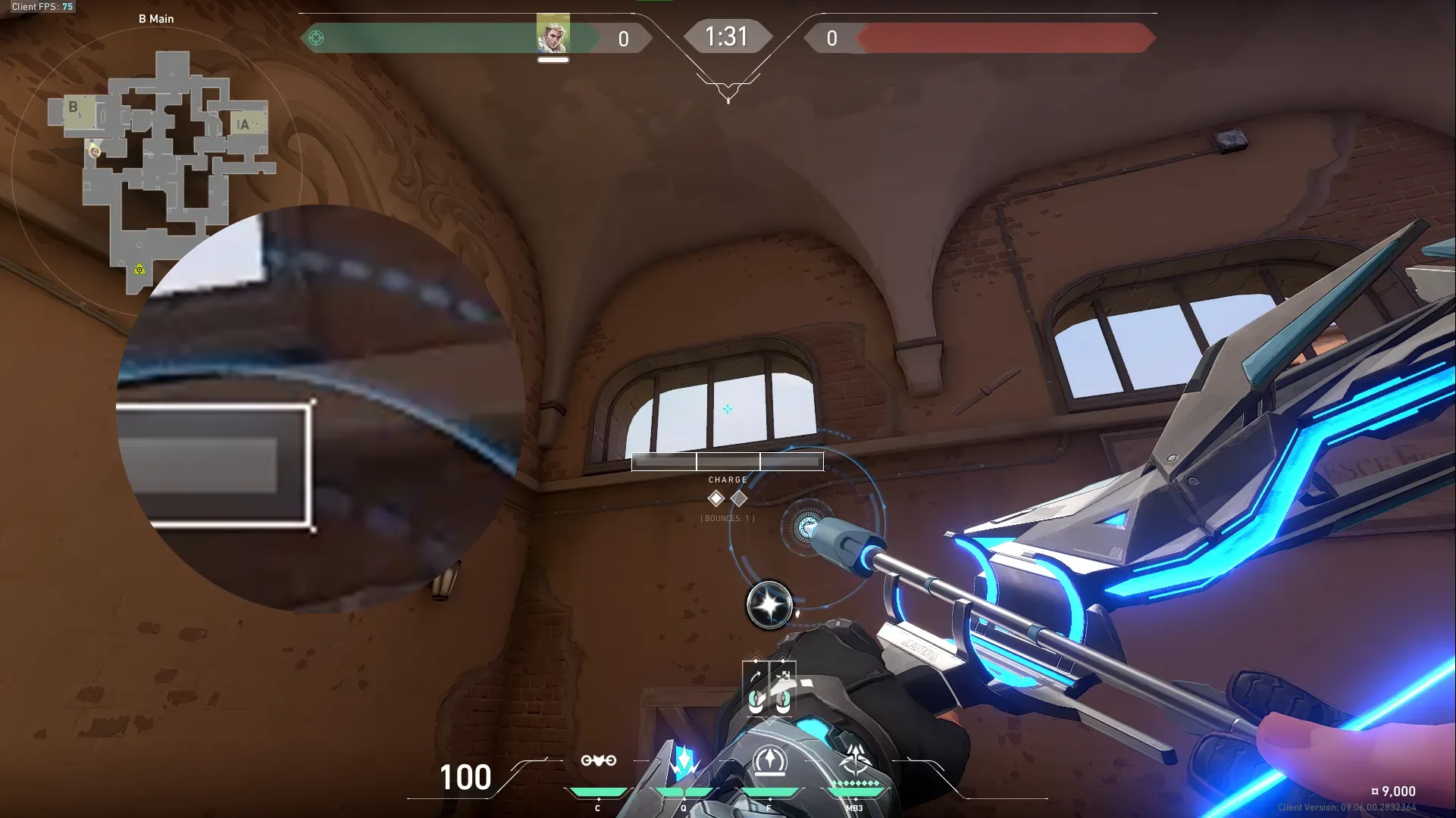 Sova Shock Bolt on Ascent Attack Site B — step 3 of 4: Aim — line up the shot
