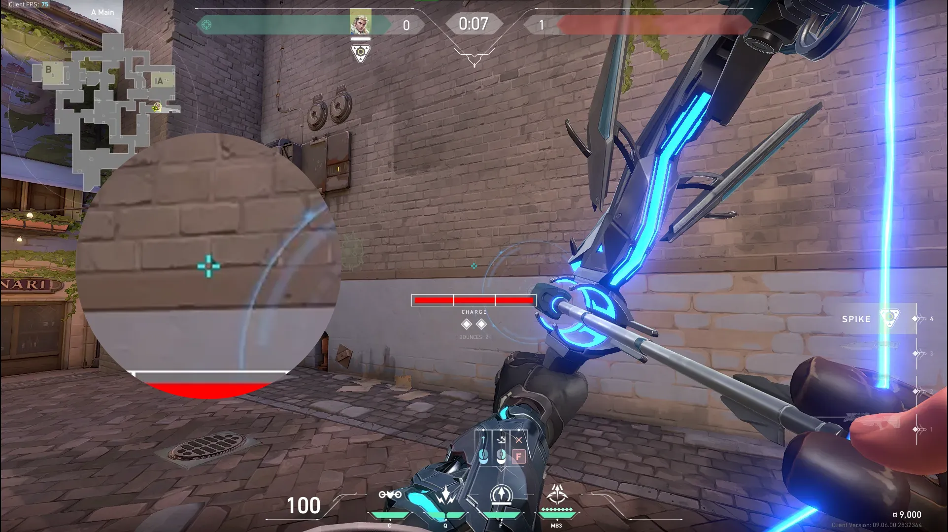 Sova Shock Bolt on Ascent Attack Site A — step 2 of 4: Aim — line up the shot