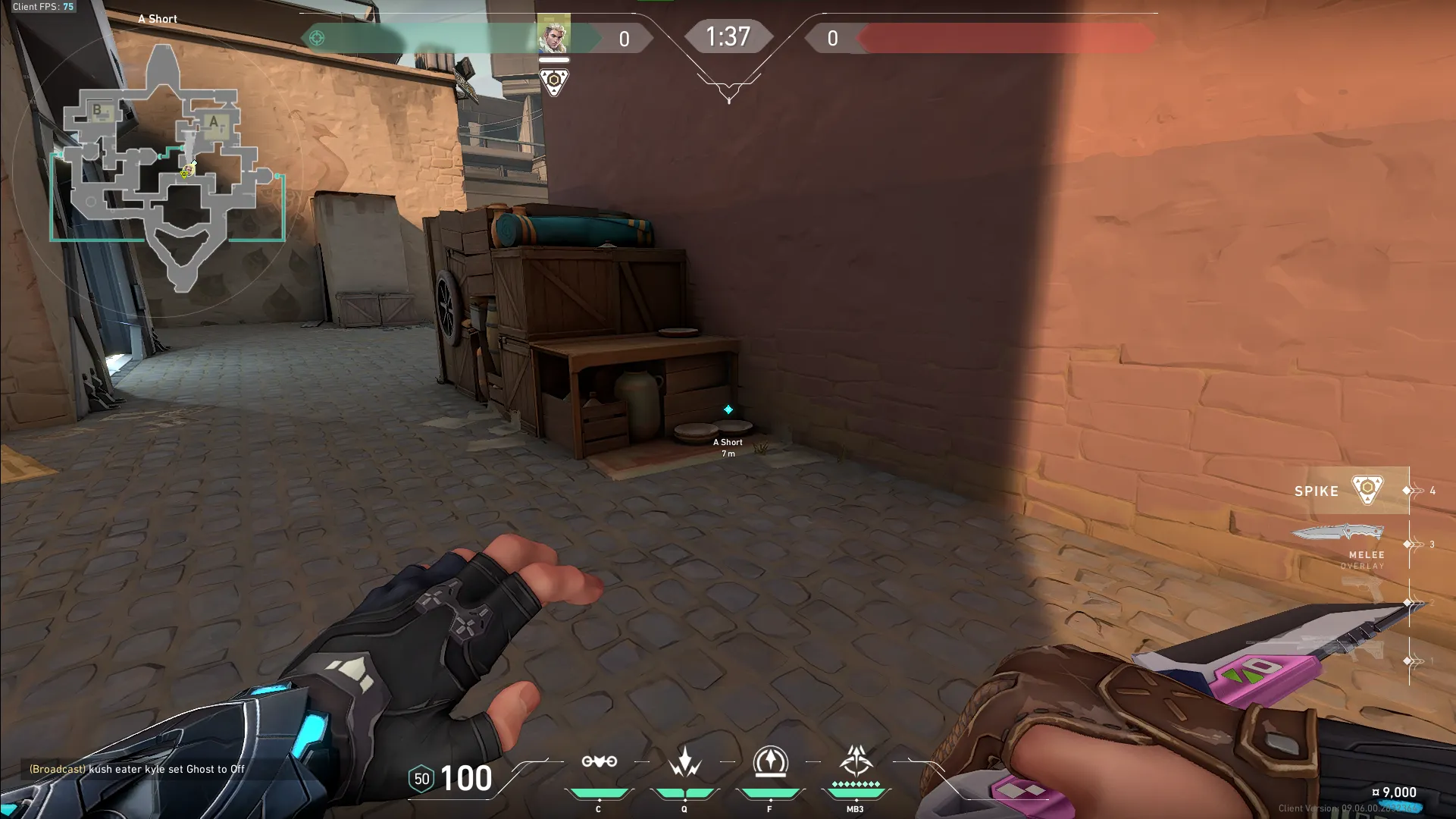 Sova Shock Bolt on Bind Attack Site A — step 1 of 4: Position — where to stand