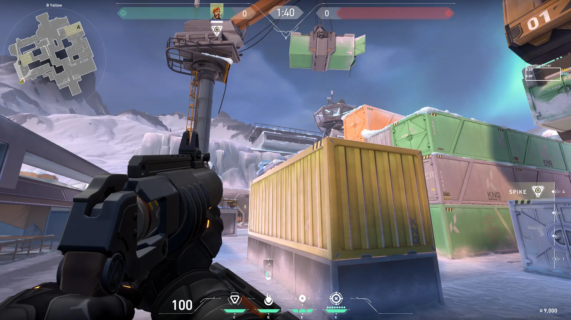 Brimstone Incendiary on Icebox Attack Site B — step 2 of 3: Aim — line up the shot