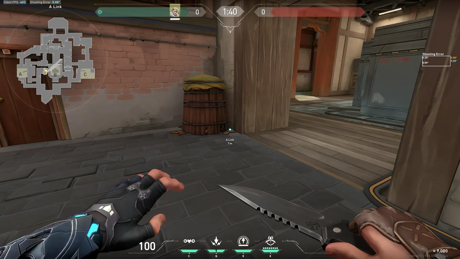 Sova Shock Bolt on Haven Defense Site A — step 1 of 4: Position — where to stand