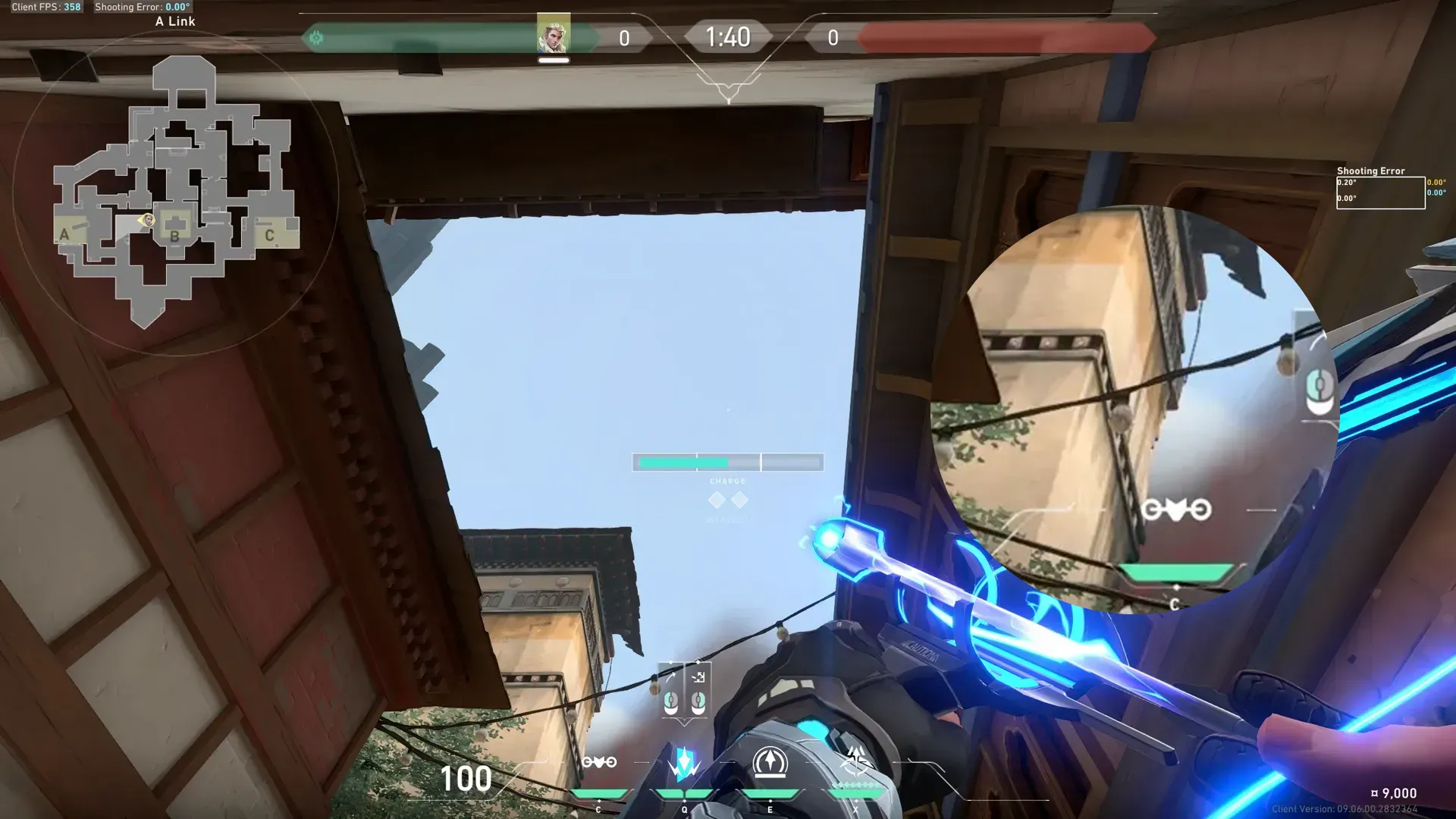 Sova Shock Bolt on Haven Defense Site A — step 2 of 4: Aim — line up the shot
