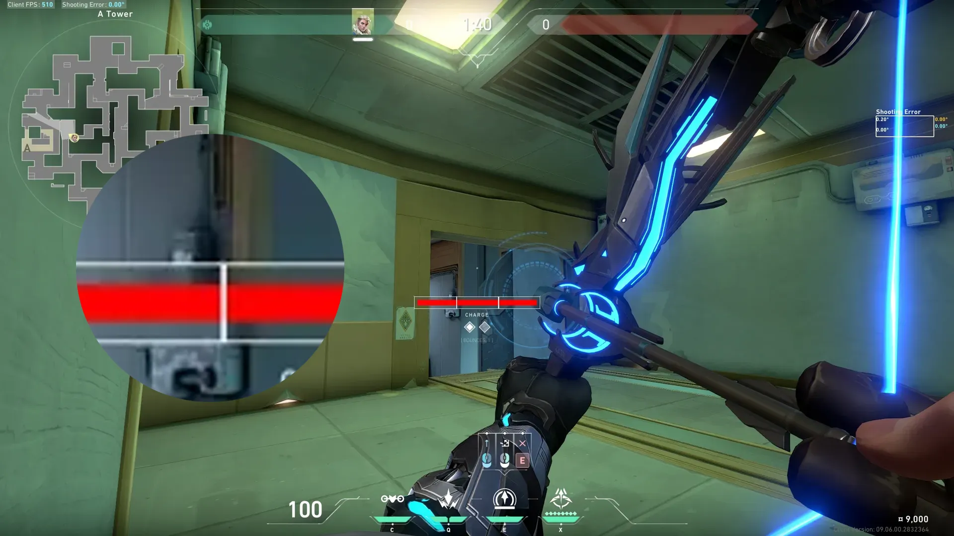 Sova Recon Bolt on Abyss Defense Site A — step 2 of 4: Aim — line up the shot