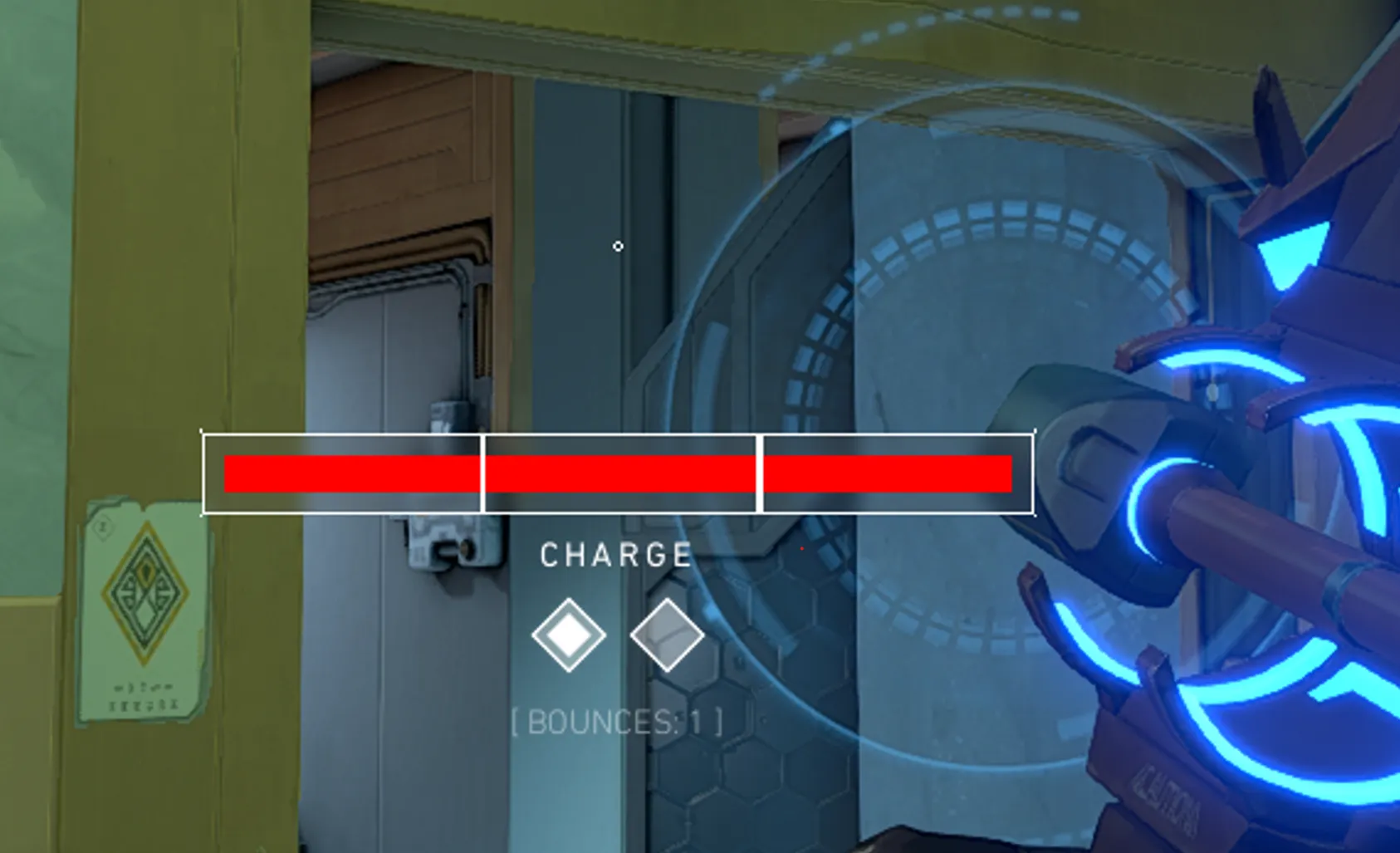 Sova Recon Bolt on Abyss Defense Site A — step 3 of 4: Aim — line up the shot