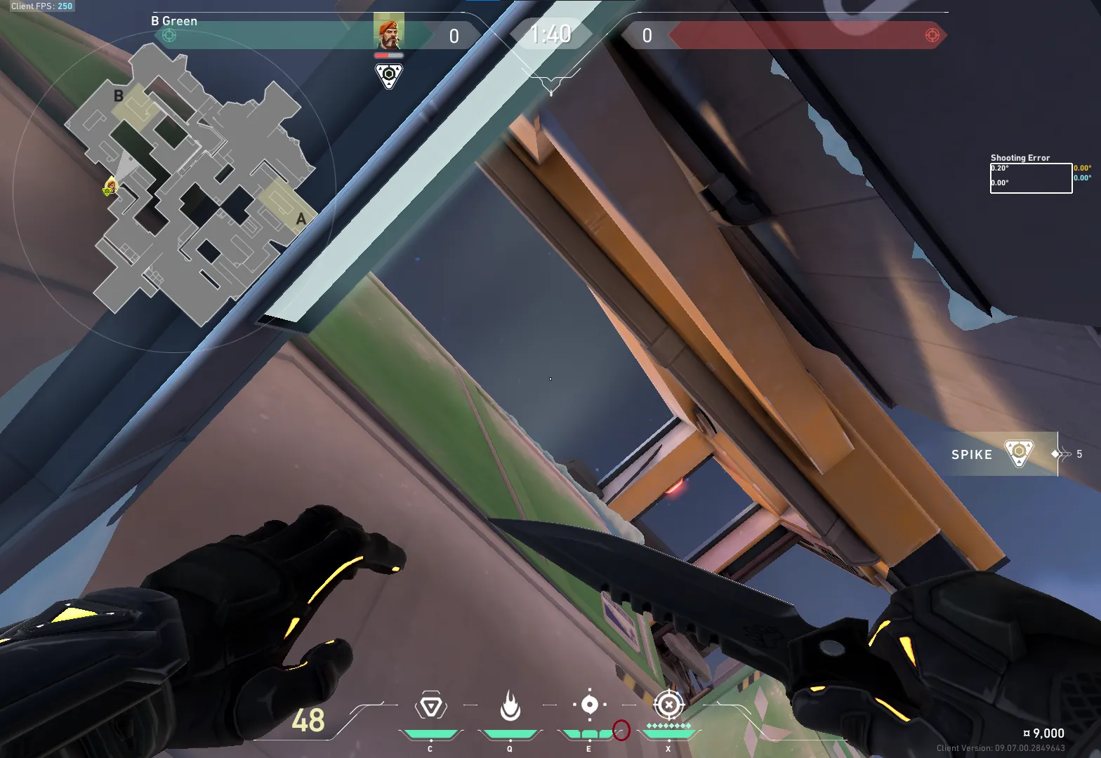 Brimstone Incendiary on Icebox Attack Site B — step 2 of 3: Aim — line up the shot