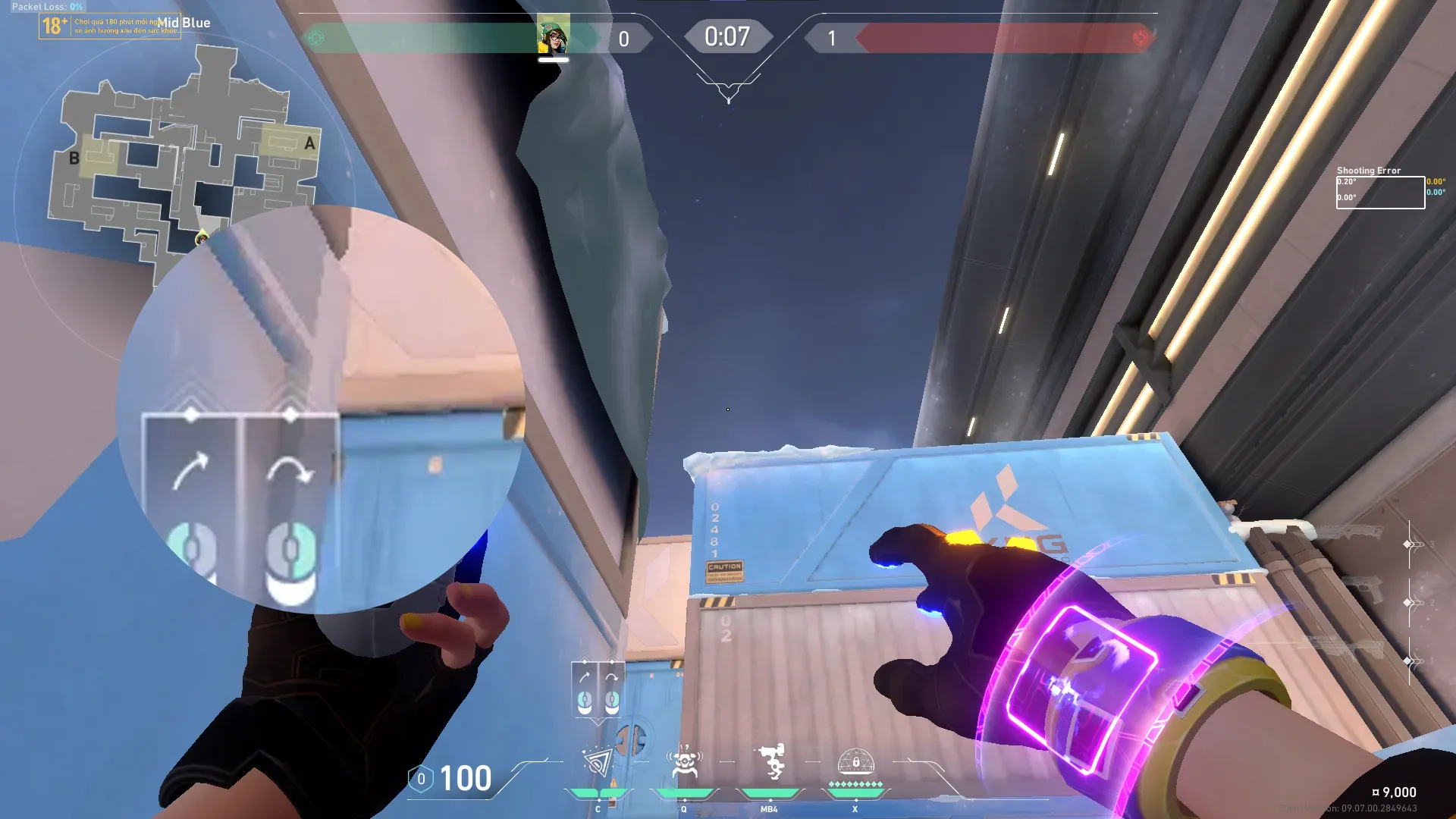 Killjoy Nanoswarm on Icebox Defense Mid — step 3 of 4: Aim — line up the shot