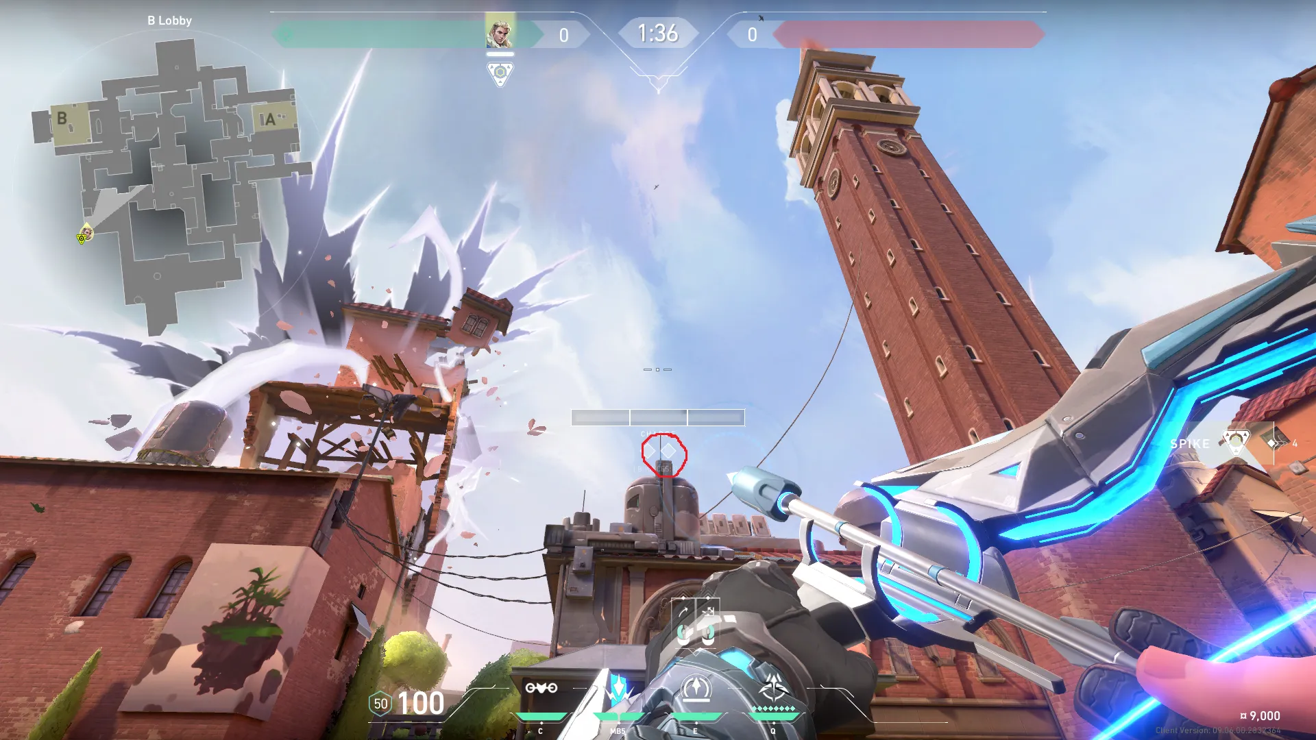 Sova Recon Bolt on Ascent Attack Site B — step 2 of 3: Aim — line up the shot