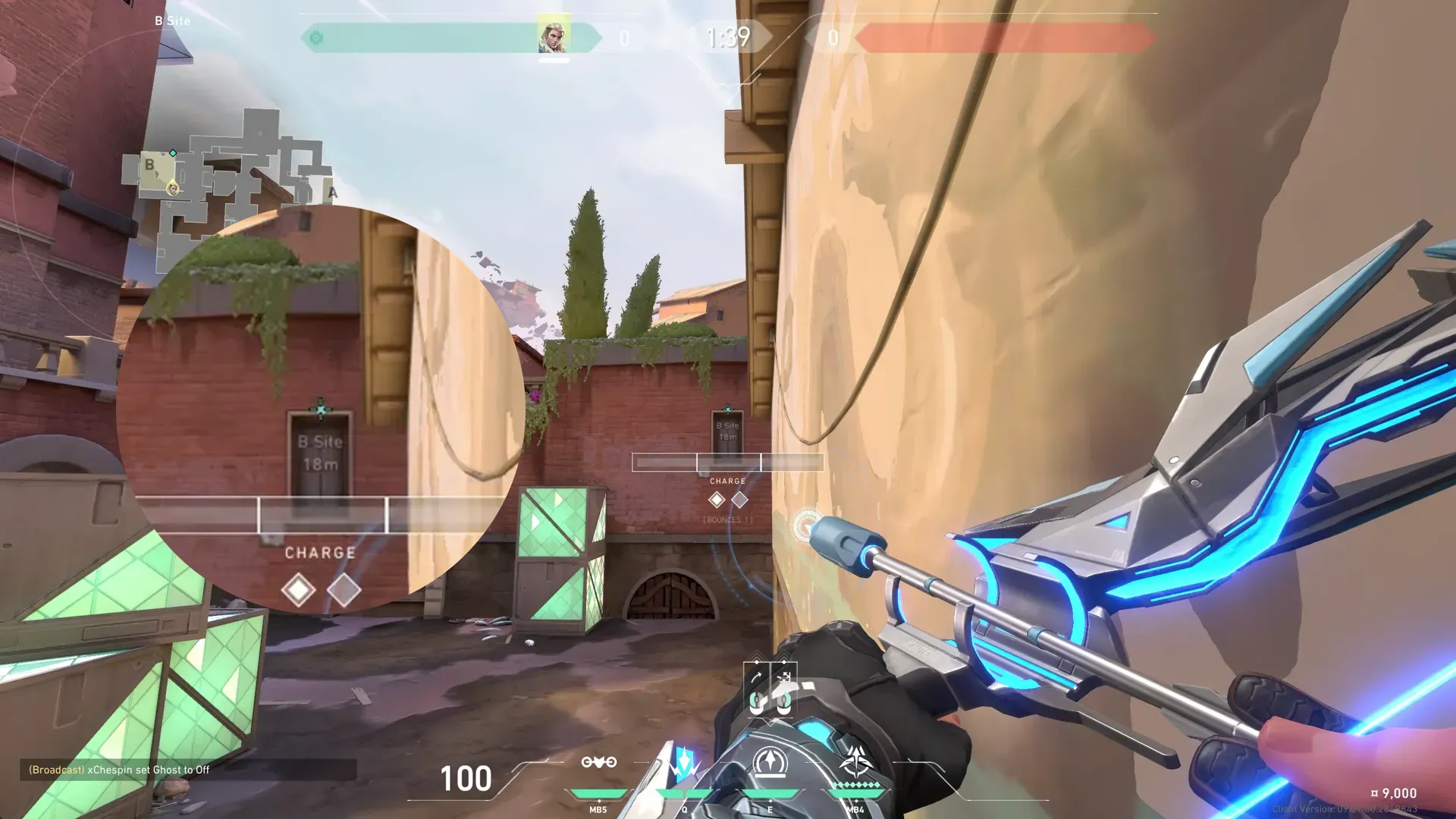 Sova Recon Bolt on Ascent Defense Site B — step 3 of 4: Aim — line up the shot