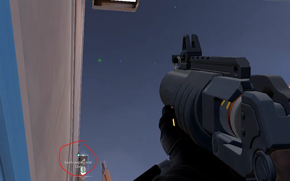 Brimstone Incendiary on Icebox Defense Site B — step 2 of 3: Aim — line up the shot