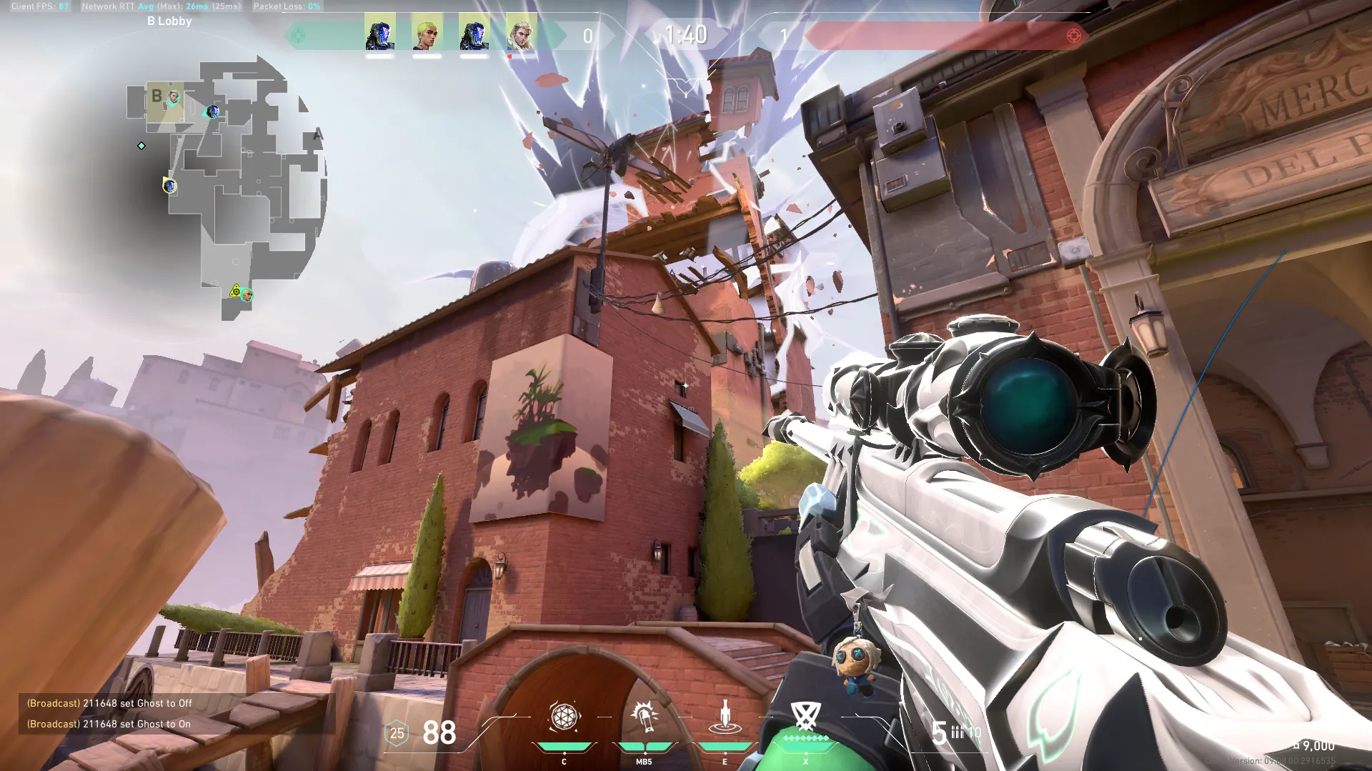 KAY/O Frag_Ment on Ascent Attack Site B — step 2 of 4: Aim — line up the shot