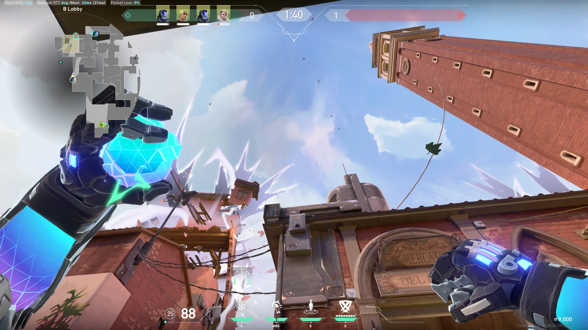 KAY/O Frag_Ment on Ascent Attack Site B — step 3 of 4: Aim — line up the shot