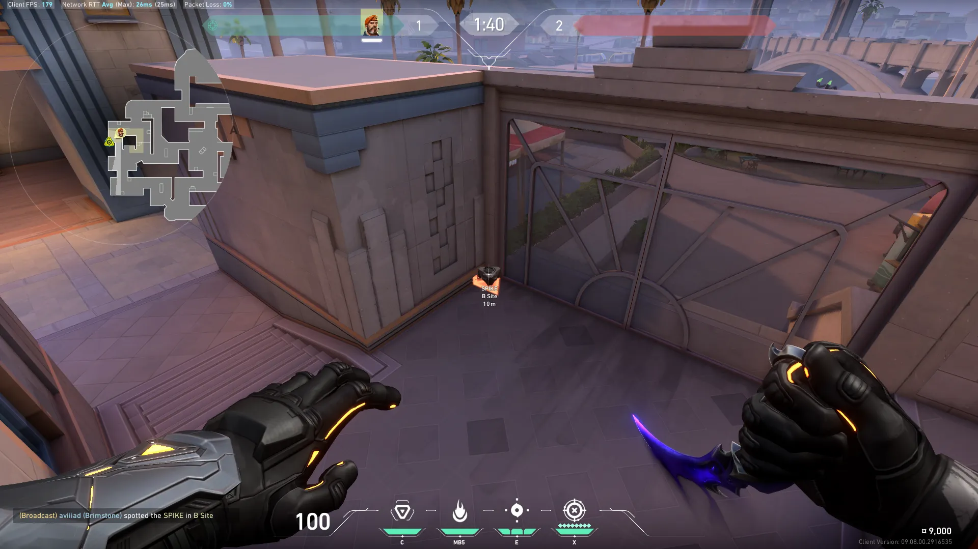 Brimstone Incendiary on Sunset Attack Site B — step 1 of 3: Position — where to stand