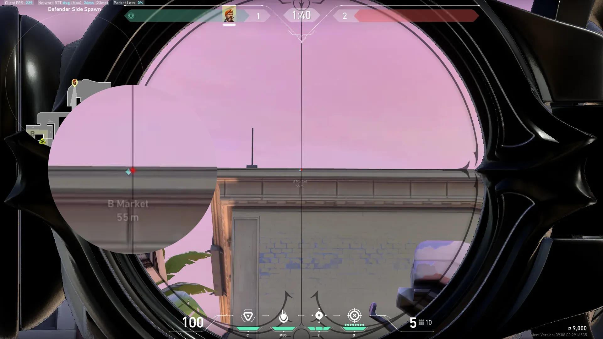Brimstone Incendiary on Sunset Defense Site B — step 3 of 5: Aim — line up the shot