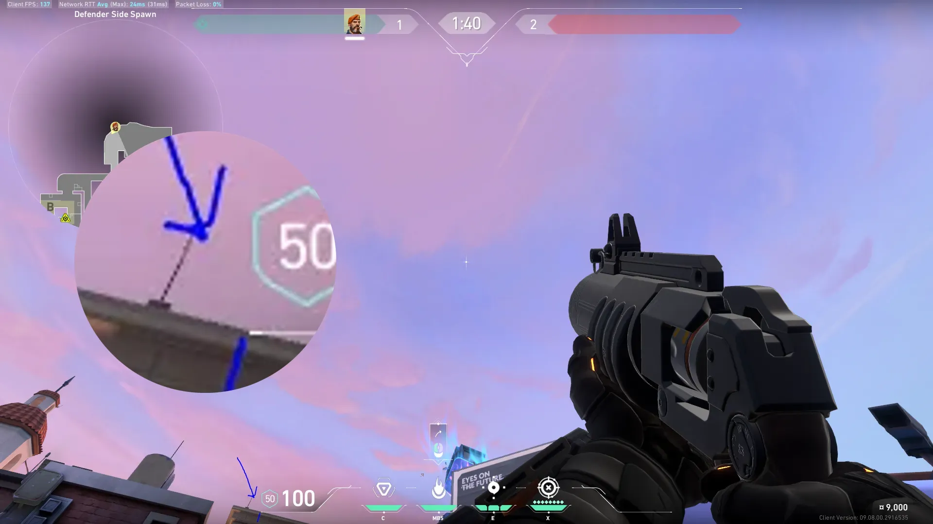Brimstone Incendiary on Sunset Defense Site B — step 4 of 5: Aim — line up the shot