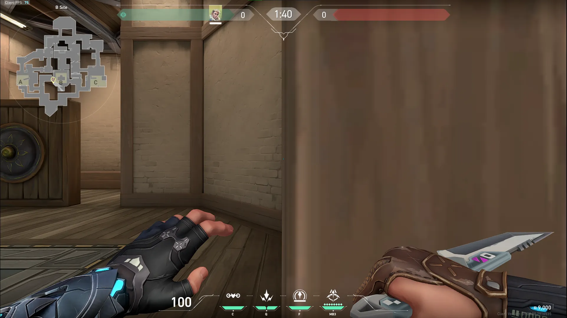 Sova Recon Bolt on Haven Defense Site A — step 2 of 8: Aim — line up the shot