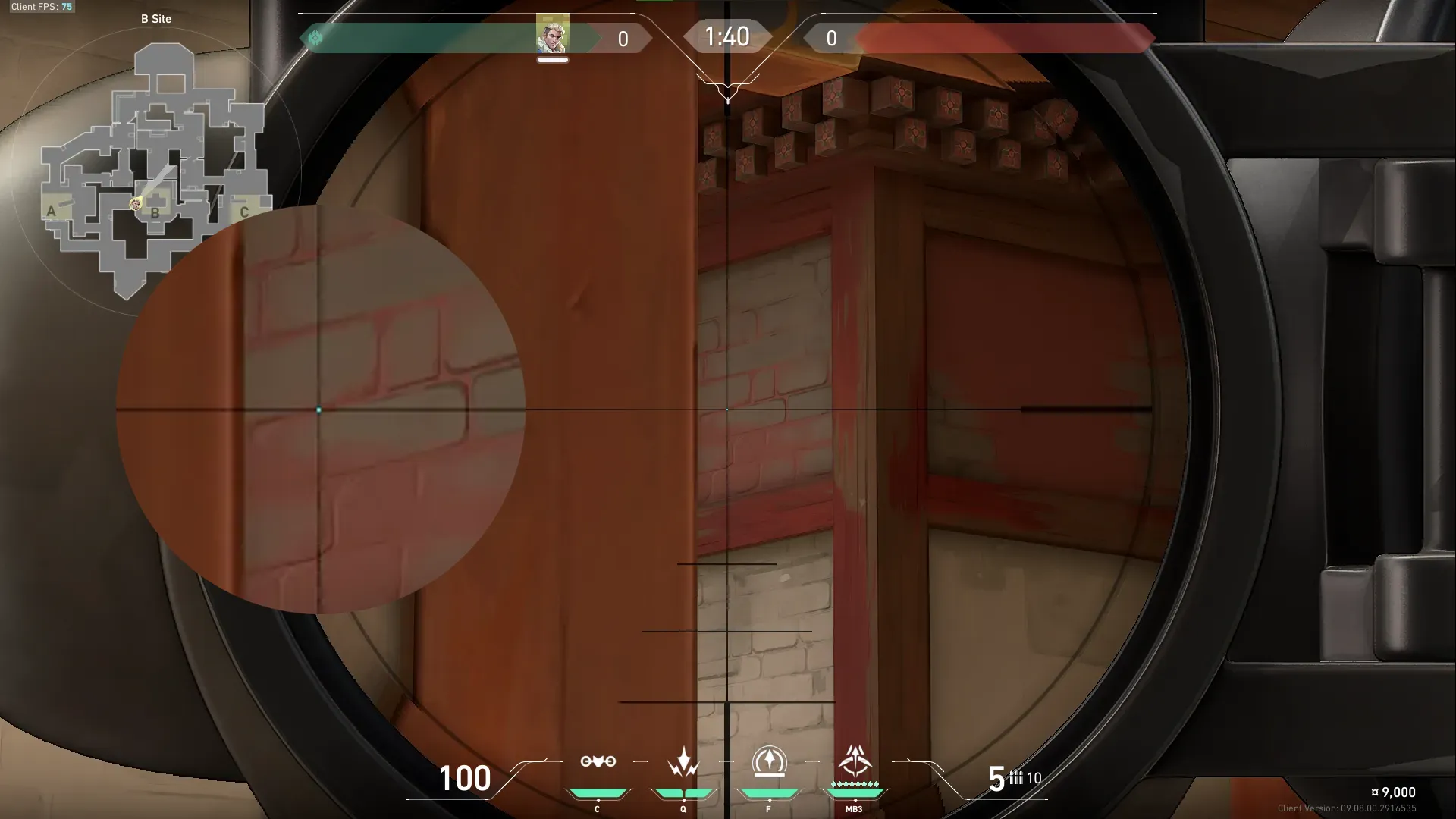 Sova Recon Bolt on Haven Defense Site A — step 5 of 8: Aim — line up the shot