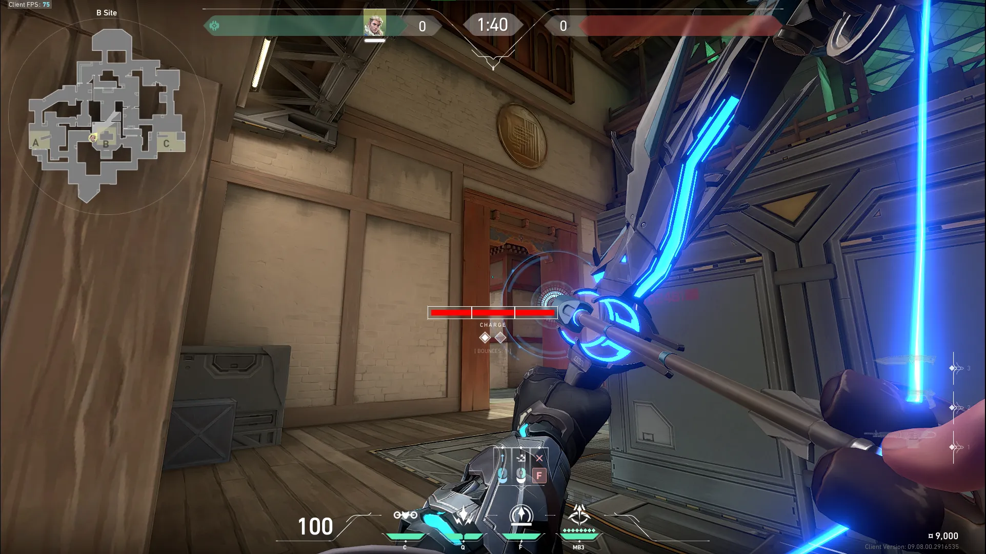 Sova Recon Bolt on Haven Defense Site A — step 6 of 8: Aim — line up the shot