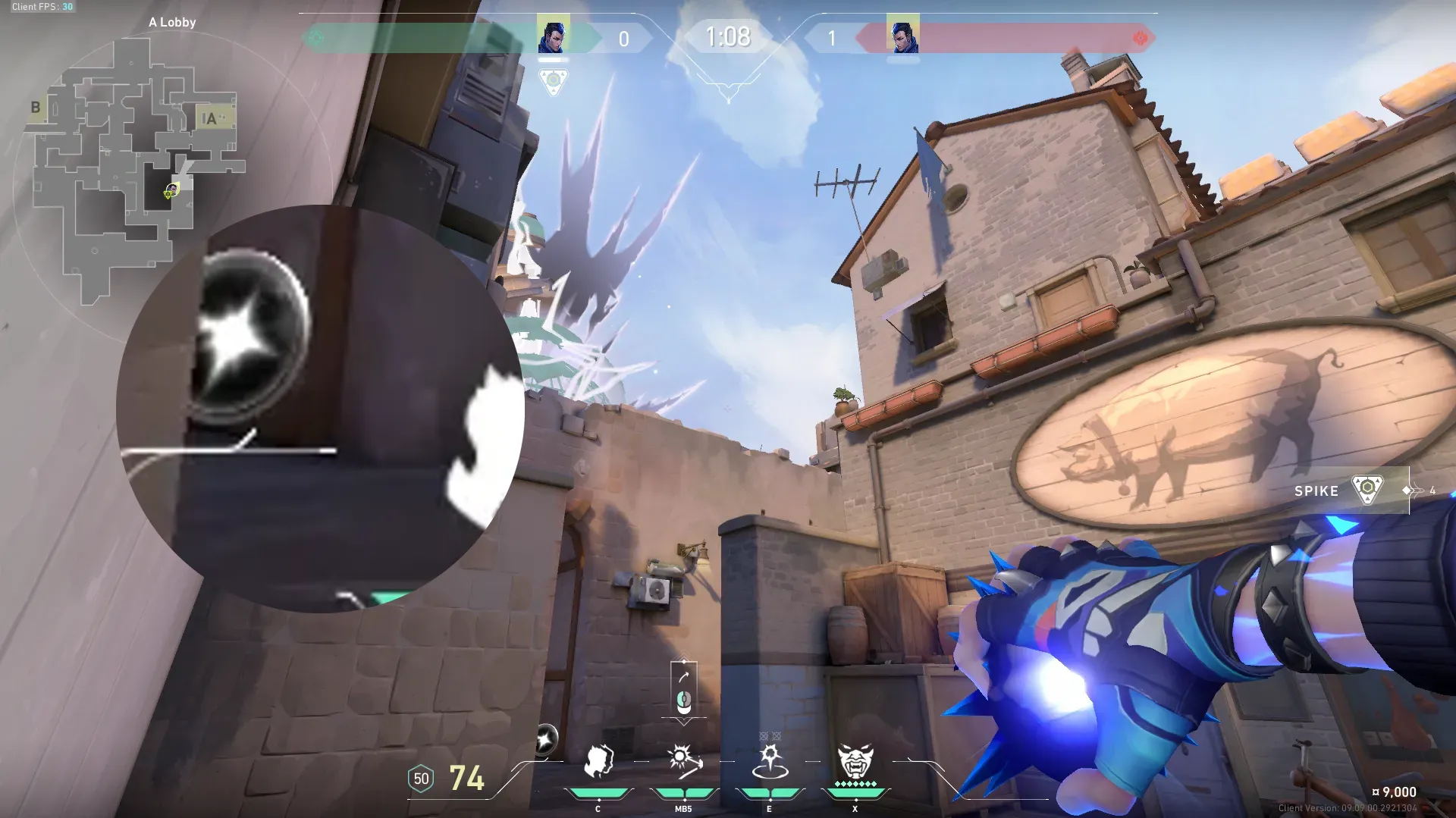 Yoru Blindside on Ascent Attack Site A — step 3 of 5: Aim — line up the shot