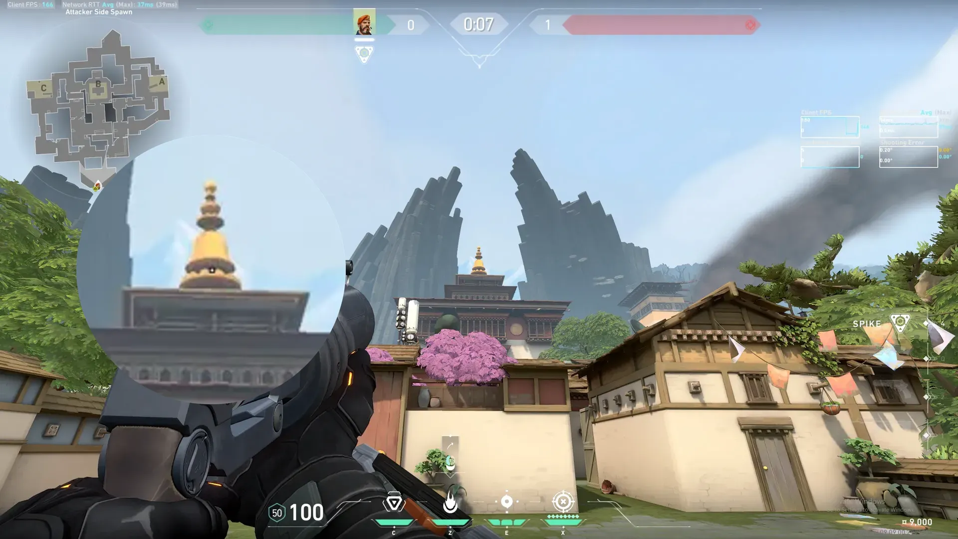 Brimstone Incendiary on Haven Attack Site B — step 2 of 3: Aim — line up the shot