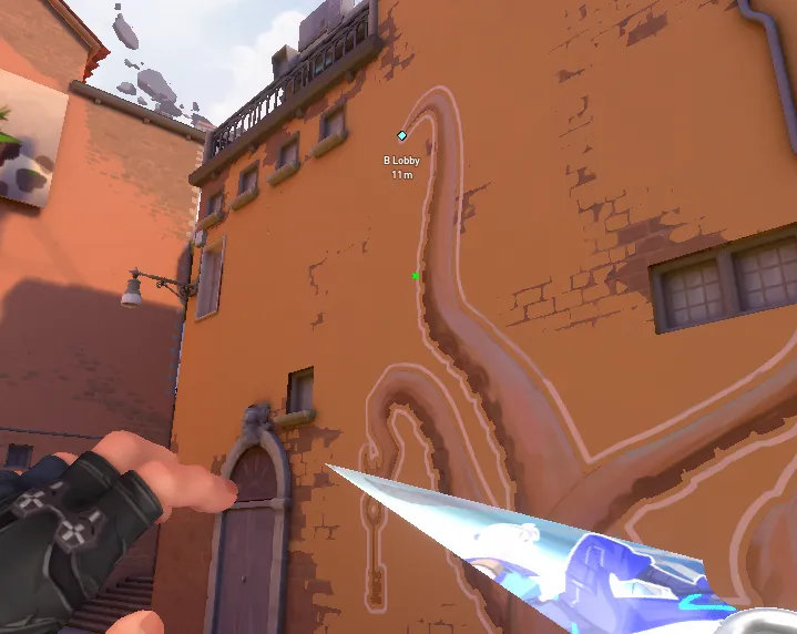 Sova Recon Bolt on Ascent Attack Site A — step 2 of 3: Aim — line up the shot