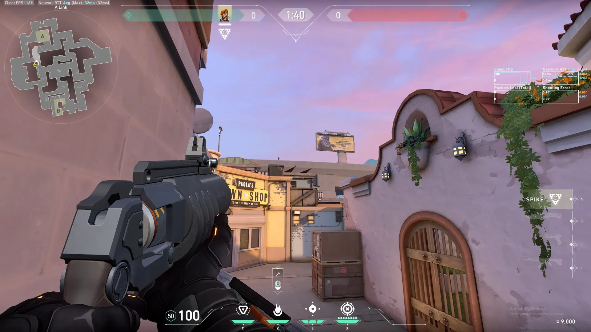 Brimstone Incendiary on Sunset Defense Site A — step 2 of 3: Aim — line up the shot