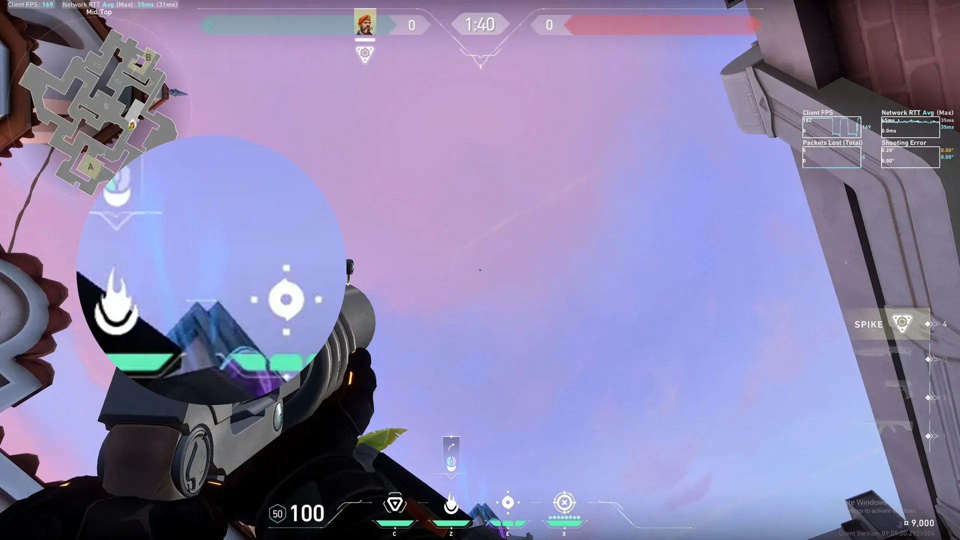 Brimstone Incendiary on Sunset Defense Site B — step 2 of 3: Aim — line up the shot