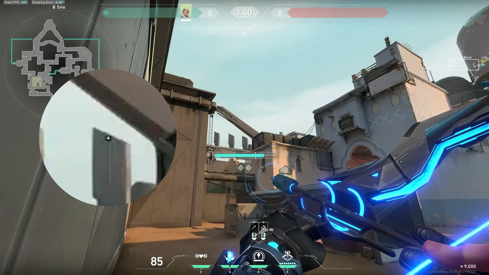 Sova Recon Bolt on Bind Defense Site A — step 2 of 3: Aim — line up the shot