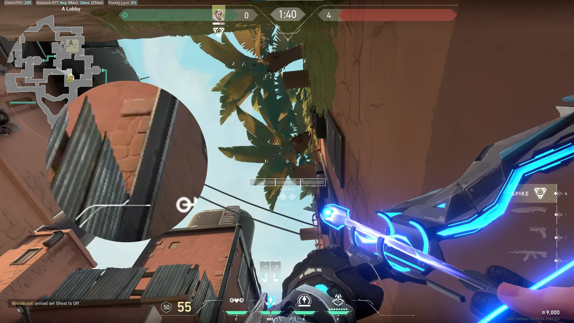 Sova Shock Bolt on Bind Attack Site A — step 1 of 3: Position — where to stand