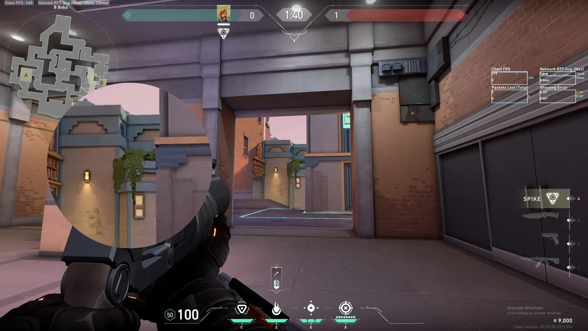Brimstone Incendiary on Sunset Defense Site B — step 2 of 3: Aim — line up the shot