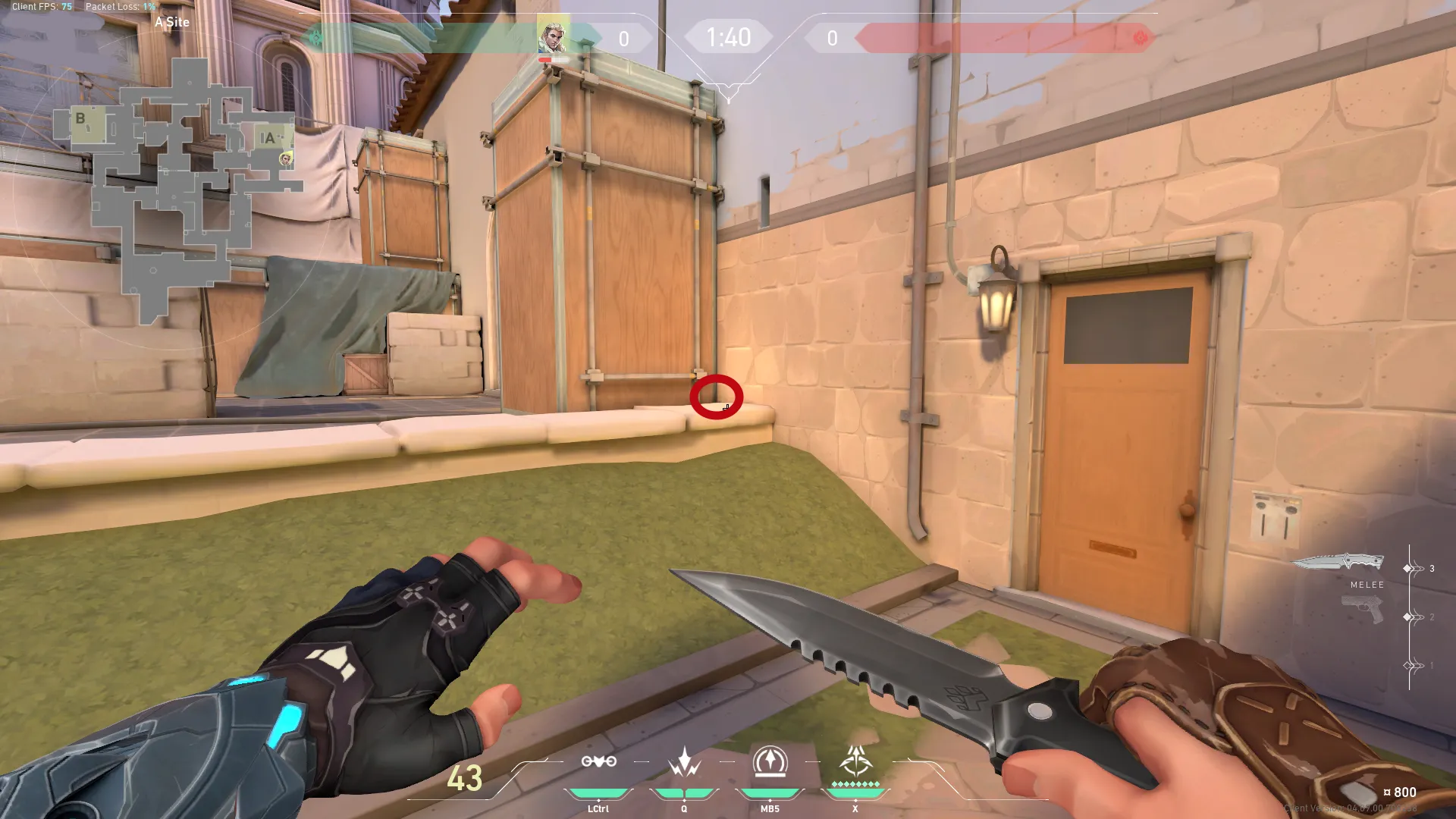 Sova Recon Bolt on Ascent Defense Site A — step 1 of 4: Position — where to stand