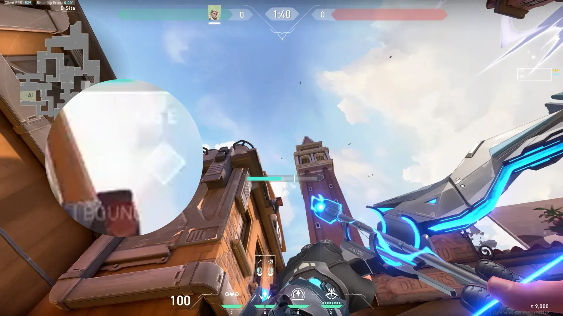 Sova Shock Bolt on Ascent Defense Mid — step 2 of 4: Aim — line up the shot