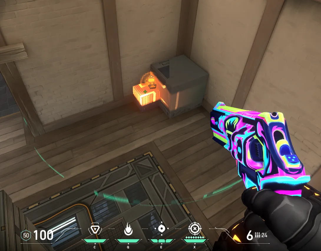 Brimstone Incendiary on Haven Defense Site C — step 1 of 3: Position — where to stand