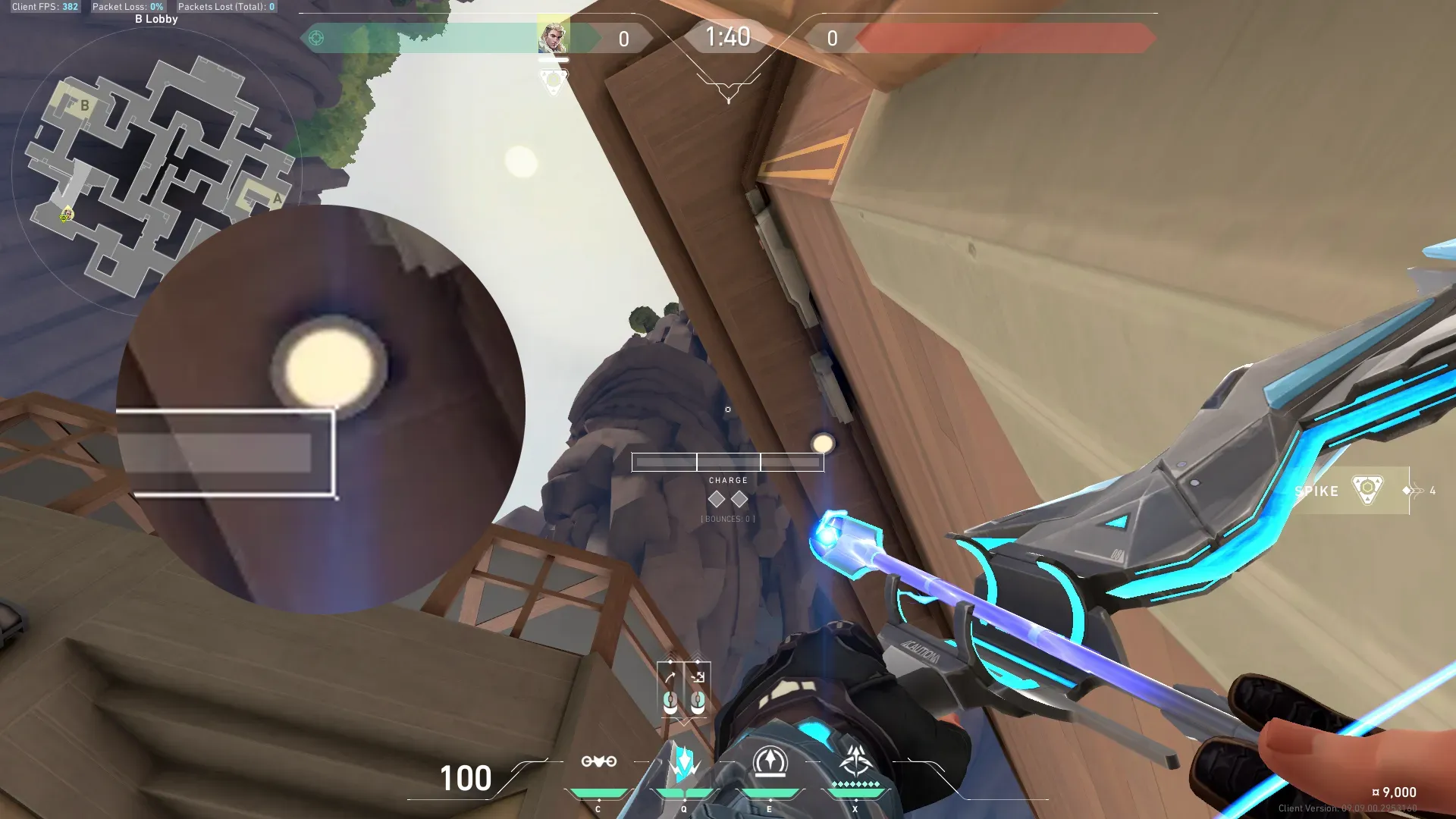 Sova Shock Bolt on Abyss Attack Site B — step 2 of 5: Aim — line up the shot