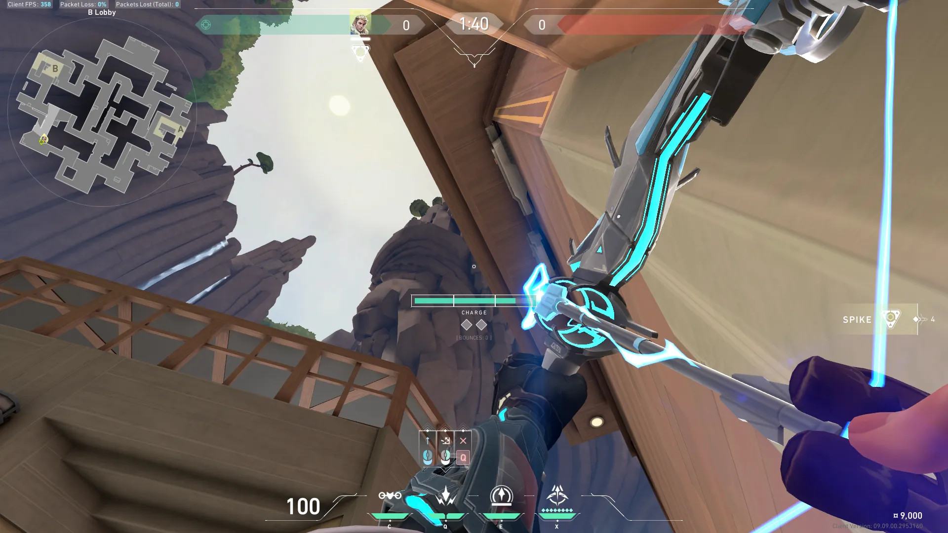 Sova Shock Bolt on Abyss Attack Site B — step 3 of 5: Aim — line up the shot