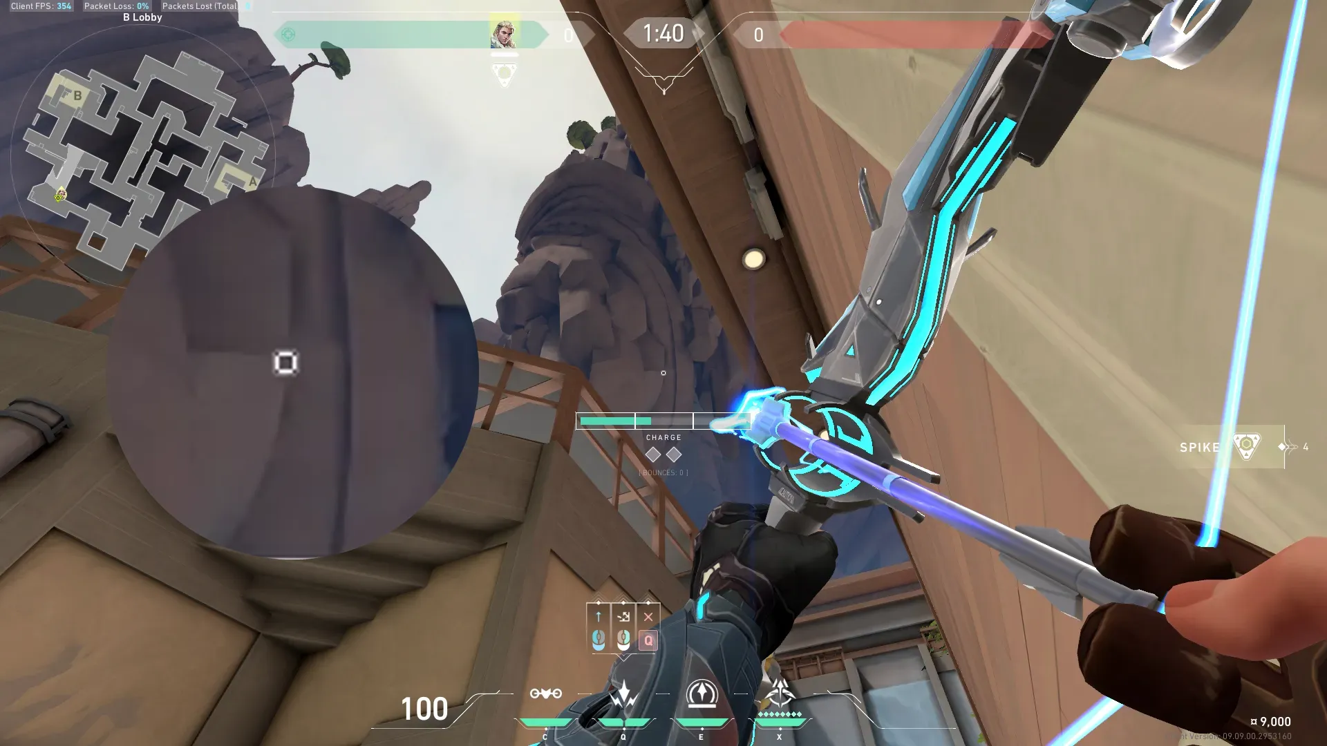 Sova Shock Bolt on Abyss Attack Site B — step 4 of 5: Aim — line up the shot