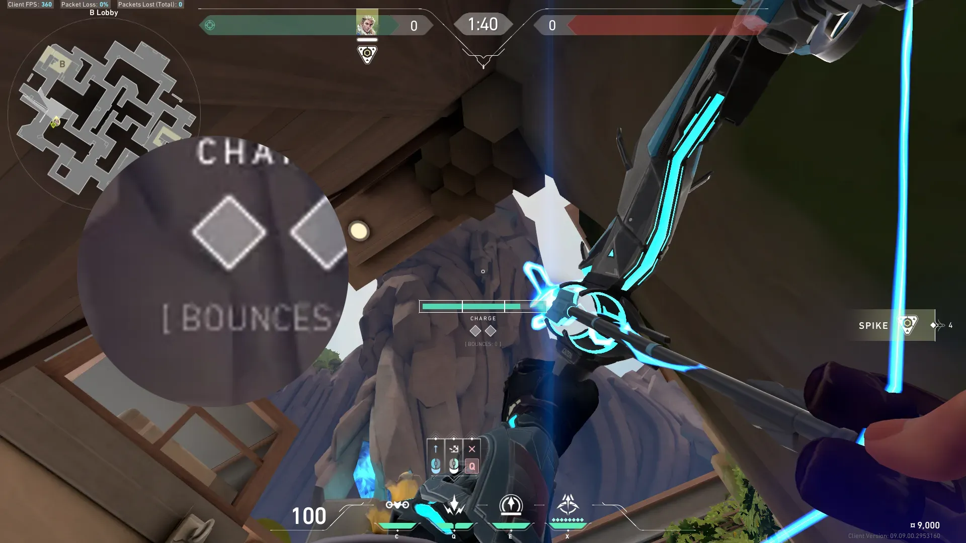 Sova Shock Bolt on Abyss Attack Site B — step 2 of 4: Aim — line up the shot