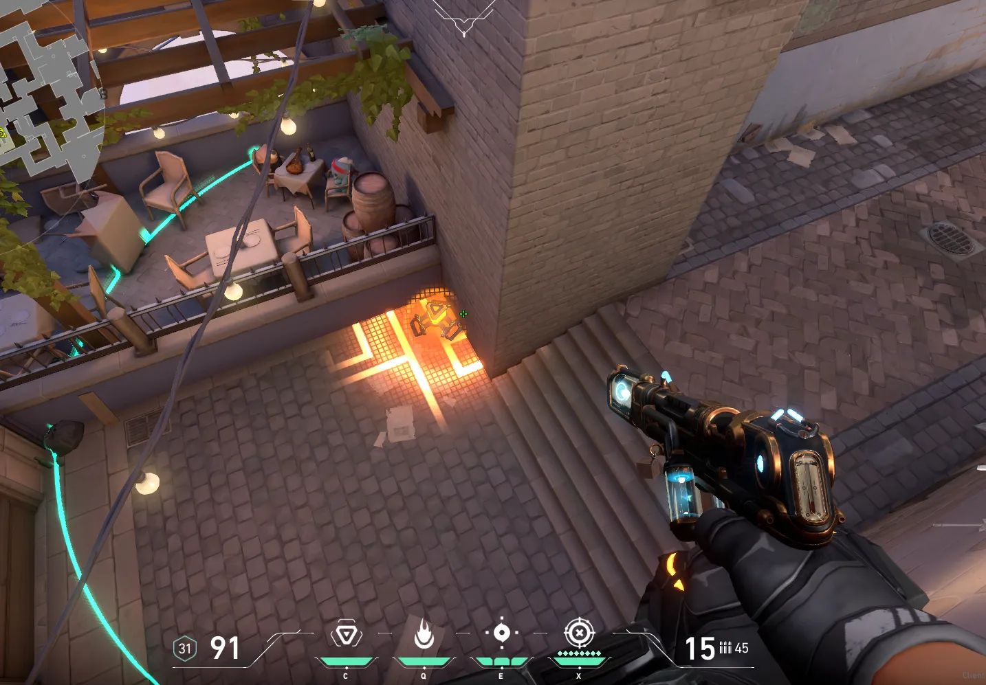 Brimstone Incendiary on Ascent Attack Site A — step 1 of 3: Position — where to stand