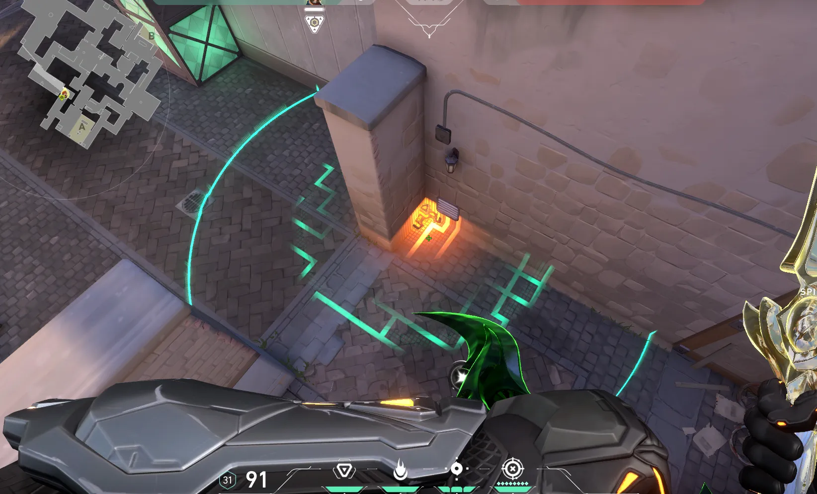 Brimstone Incendiary on Ascent Defense Site A — step 1 of 3: Position — where to stand