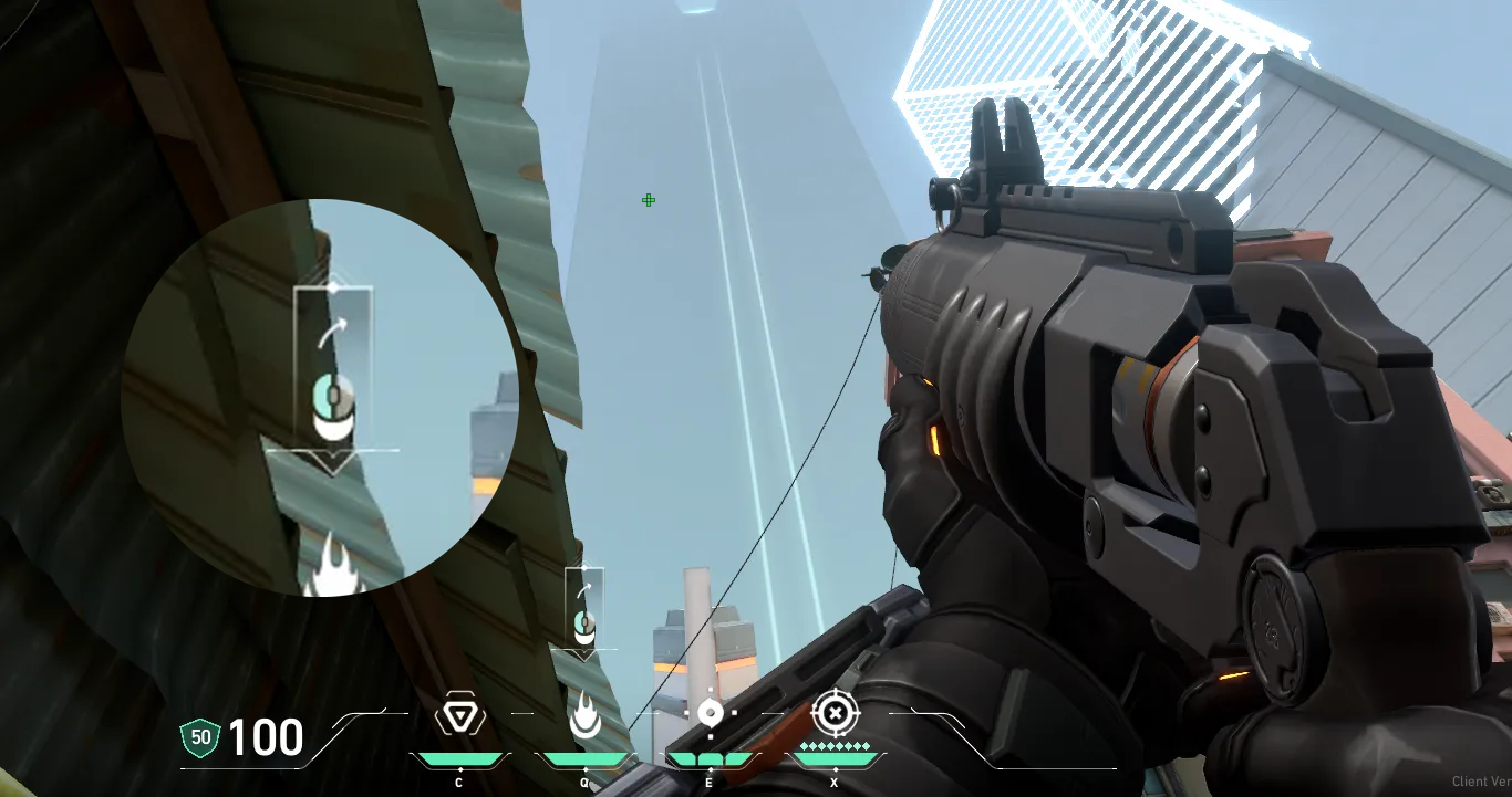 Brimstone Incendiary on Split Defense Site B — step 2 of 3: Aim — line up the shot