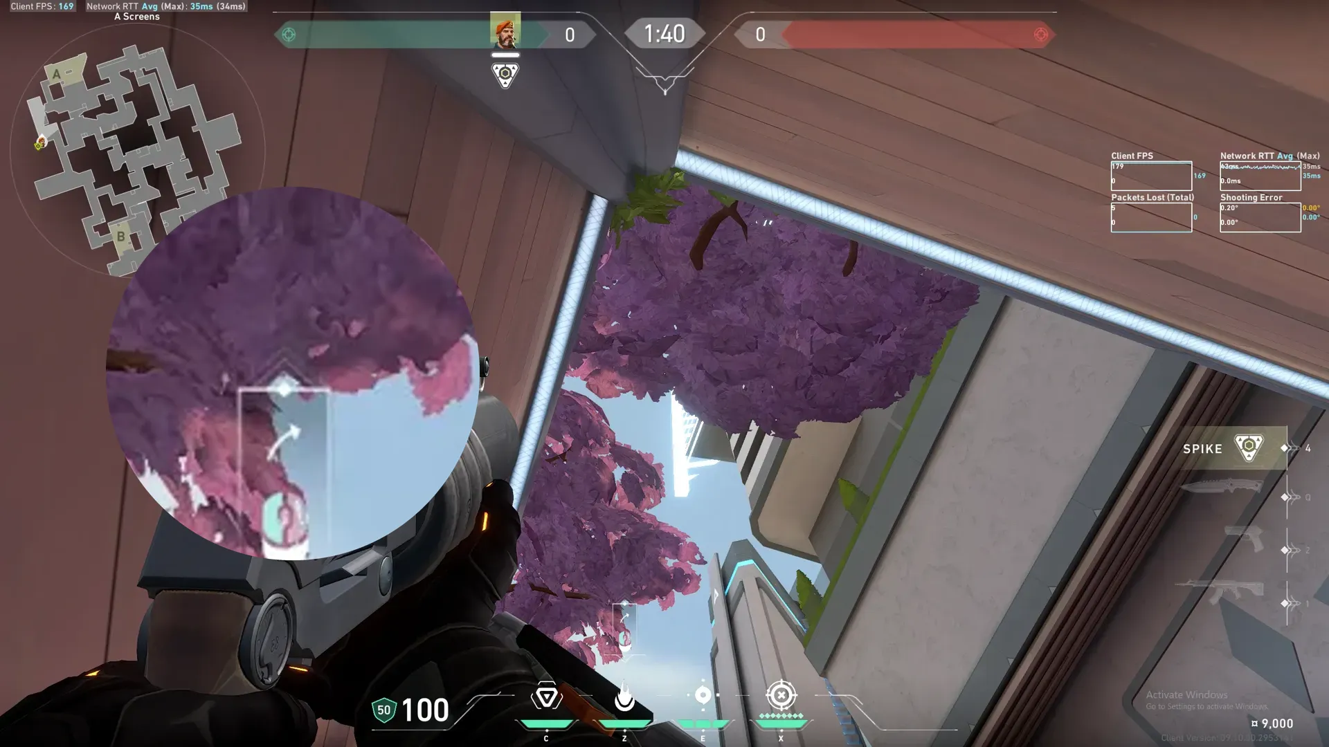 Brimstone Incendiary on Split Defense Site A — step 2 of 3: Aim — line up the shot