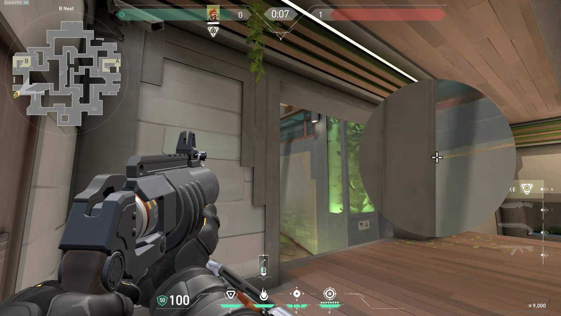 Brimstone Incendiary on Abyss Attack Site B — step 2 of 3: Aim — line up the shot