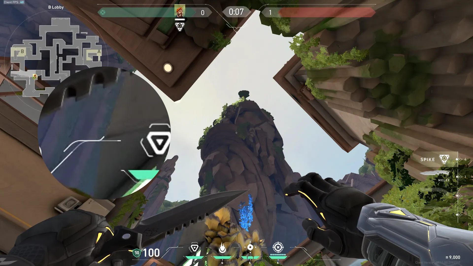 Brimstone Incendiary on Abyss Attack Site B — step 2 of 3: Aim — line up the shot