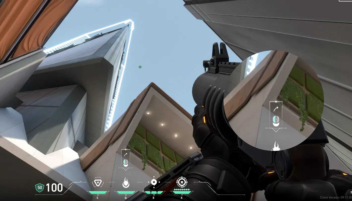 Brimstone Incendiary on Split Attack Site A — step 2 of 3: Aim — line up the shot