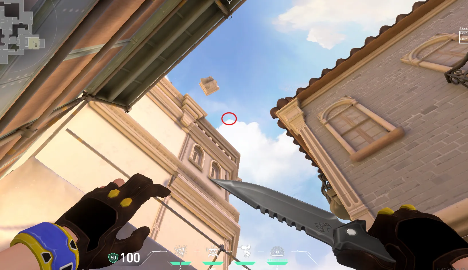 Killjoy Nanoswarm on Ascent Defense Site A — step 2 of 3: Aim — line up the shot