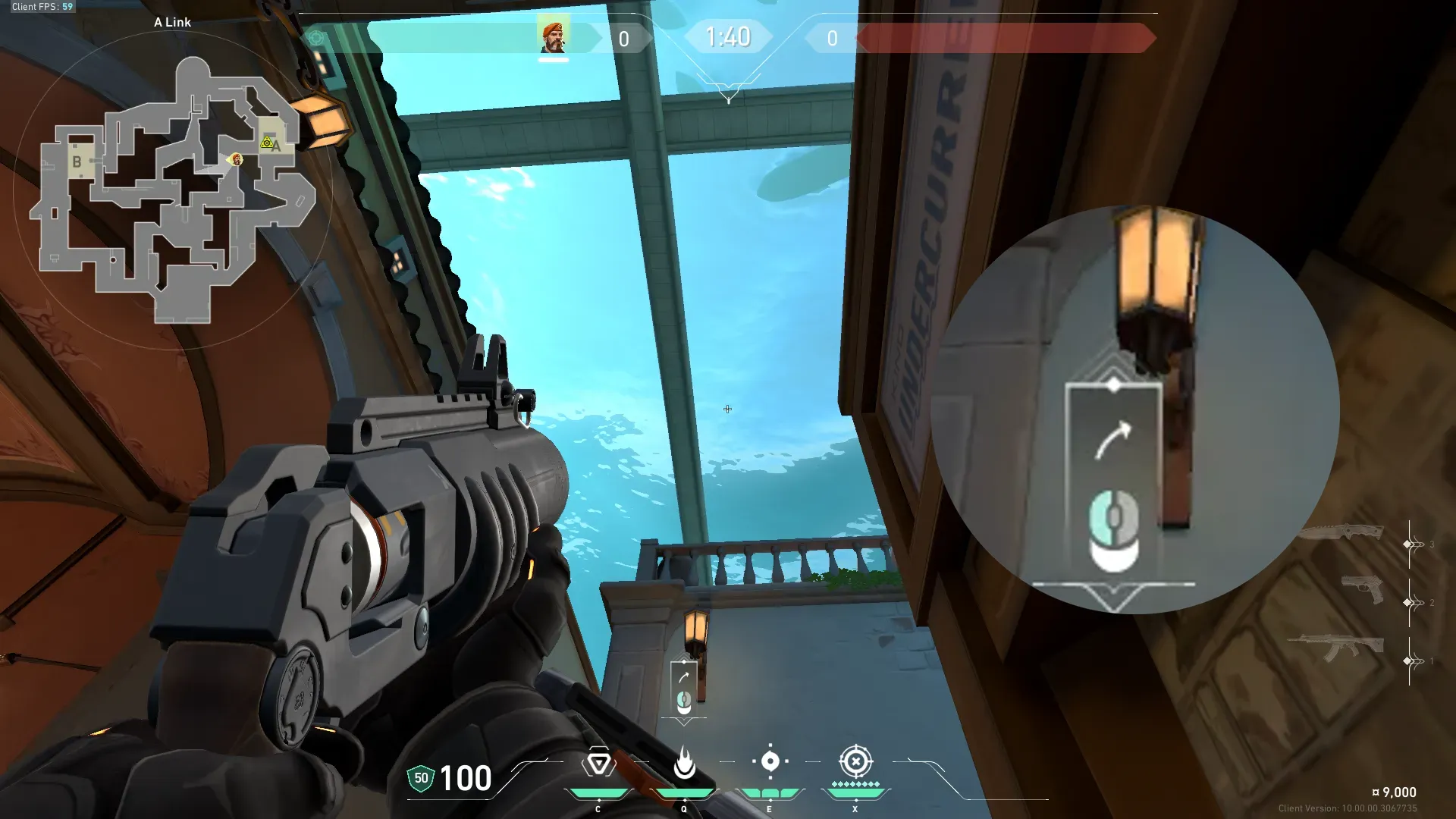 Brimstone Incendiary on Pearl Defense Site B — step 2 of 3: Aim — line up the shot